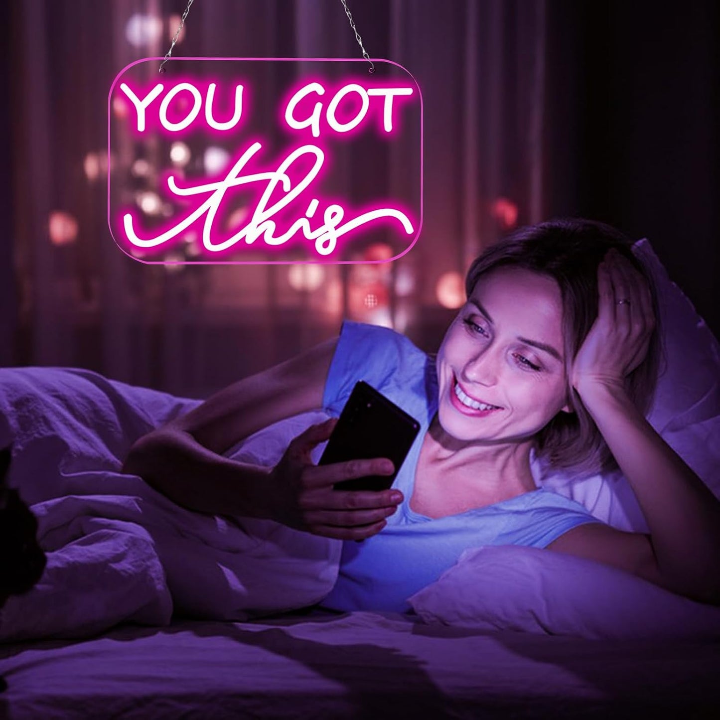 You Got This Neon Sign,You Got This Sign,You Got This Wall Decor, Led Pink Quotes Motivational Neon Sign for Gym,Office Teamwork,Home Family Sayings,Christmas Gifts 16.1 * 10.4Inch