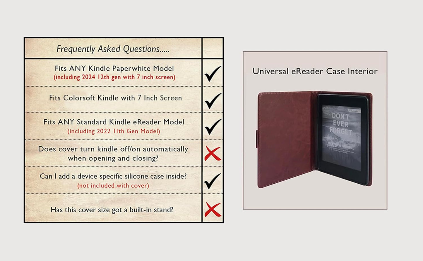 KleverCase Universal Book Cover for eBook Readers. Fits All e-Reader Brands Including Kobo, Nook, Kindle Paperwhite (inc 12th Gen & Signature Edition), Kindle, storytel and More. (Tan Brown)
