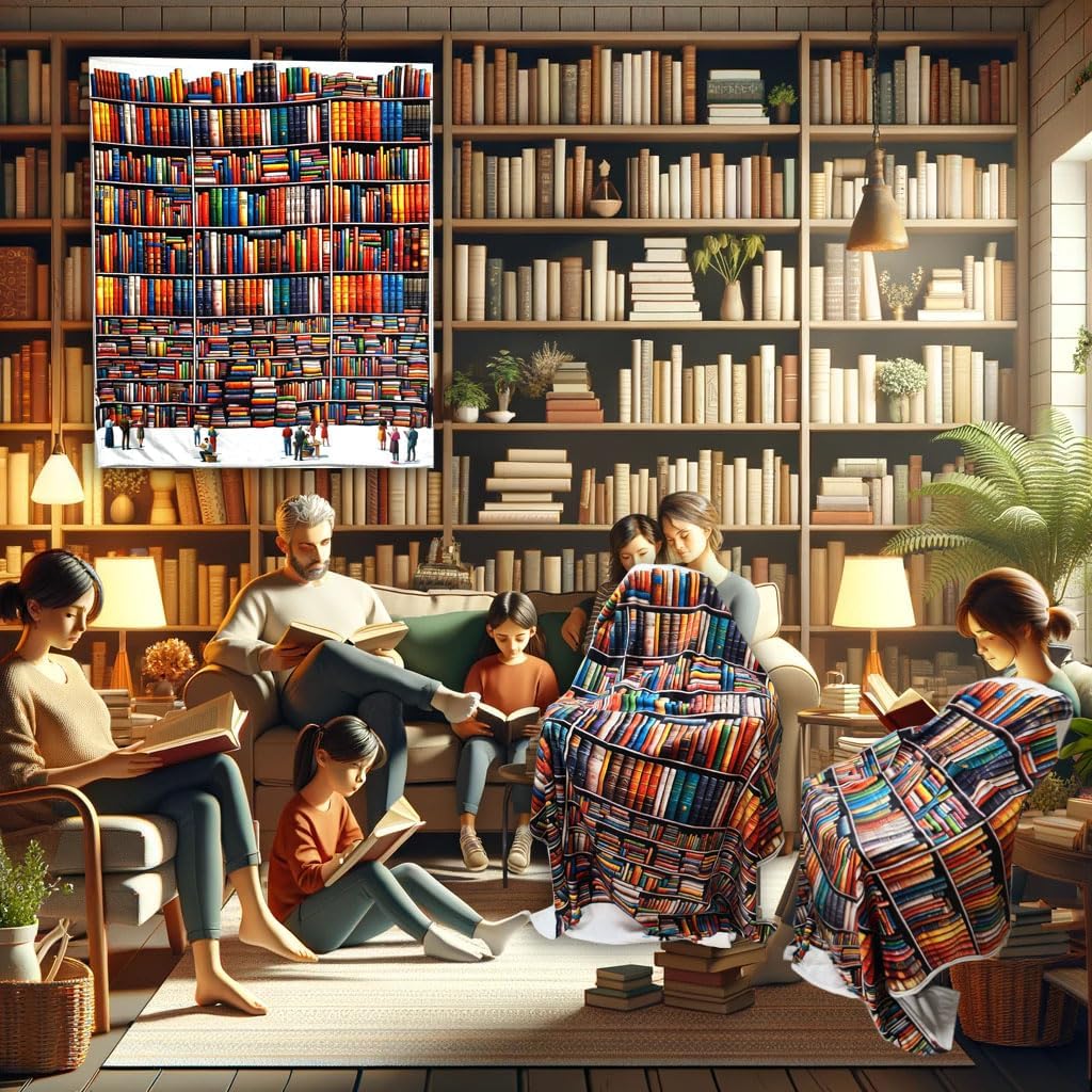 Cozy Bookshelf Throw Blanket 50" x 60"- Ideal Book Lovers Gifts for Readers and Book Lover Gifts, Nice Gifts for Book Lovers Women, Readers, and Book Accessories Aficionados (Bookshelf)