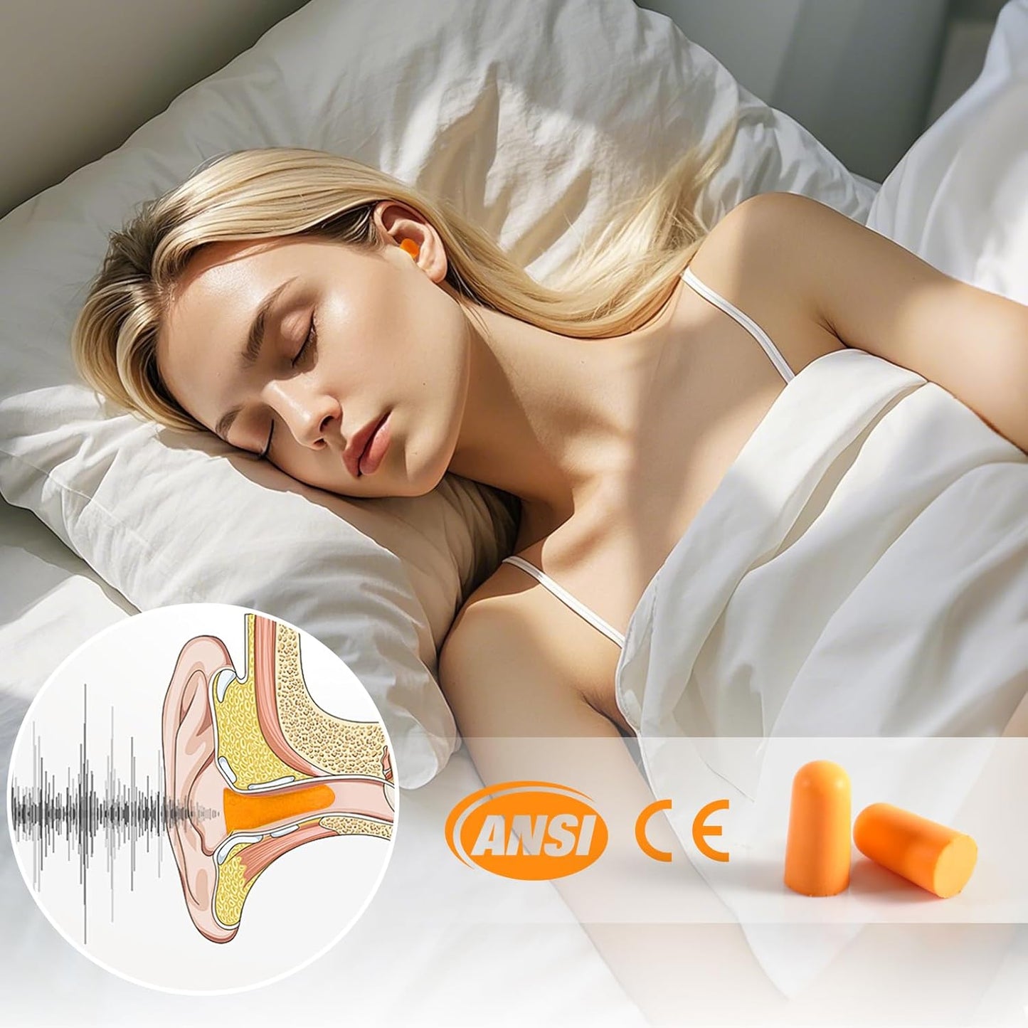 10Pairs Foam Earplugs, Noise Cancelling Ear Plugs for Sleeping Hearing Protection for Shooting Range, Work, Travel,Concert Orange