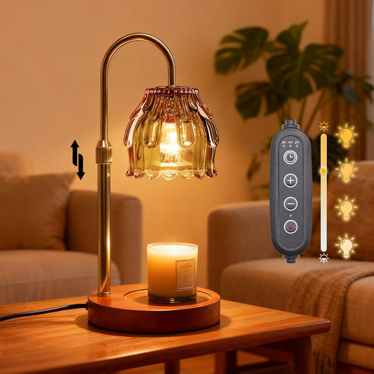 Candle Warmer Lamp with Timer and Dimmer 4-Level Dimmable Flower Light Heat Lamp for Jar Candles Adjustable Height Modern Cute Home Decor for Living Room Bedroom and Best Gift for Friends Lover. Gold