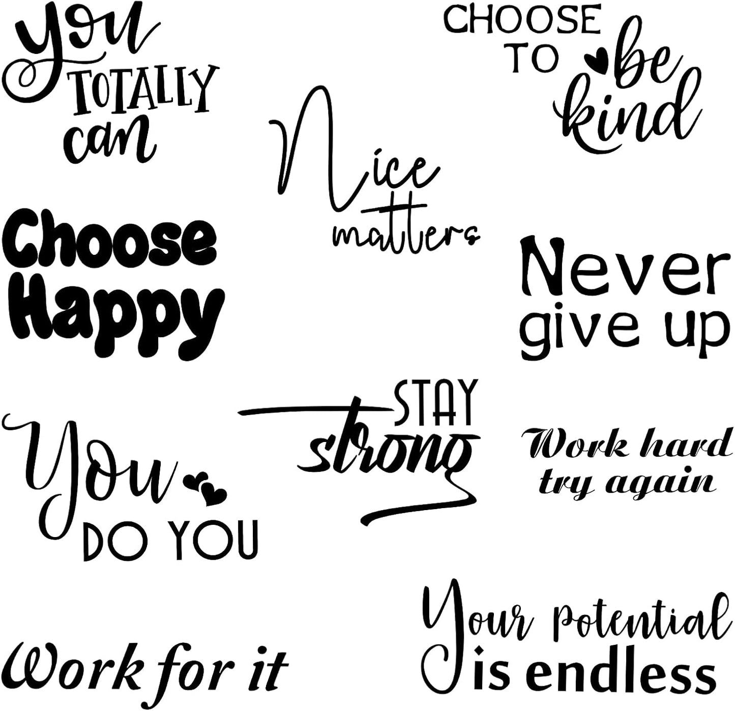 10 Pcs Inspirational Wall Decals Peel and Stick Vinyl Positive Quotes Wall Decor Removable Waterproof Motivational Window Stickers for Bedroom Office School Classroom Living Room Bathroom