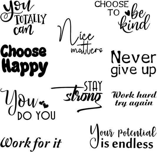 10 Pcs Inspirational Wall Decals Peel and Stick Vinyl Positive Quotes Wall Decor Removable Waterproof Motivational Window Stickers for Bedroom Office School Classroom Living Room Bathroom
