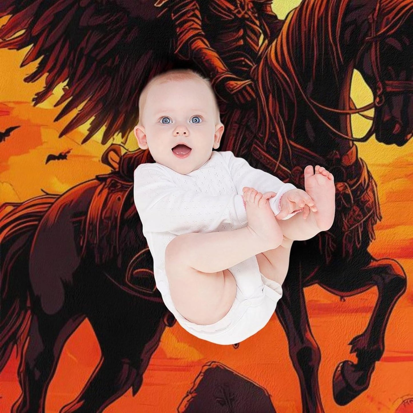 Reaper Horse Throw Blanket for Couch Bed Plush Cozy Fuzzy Flannel Blanket for All Season 60"x80"