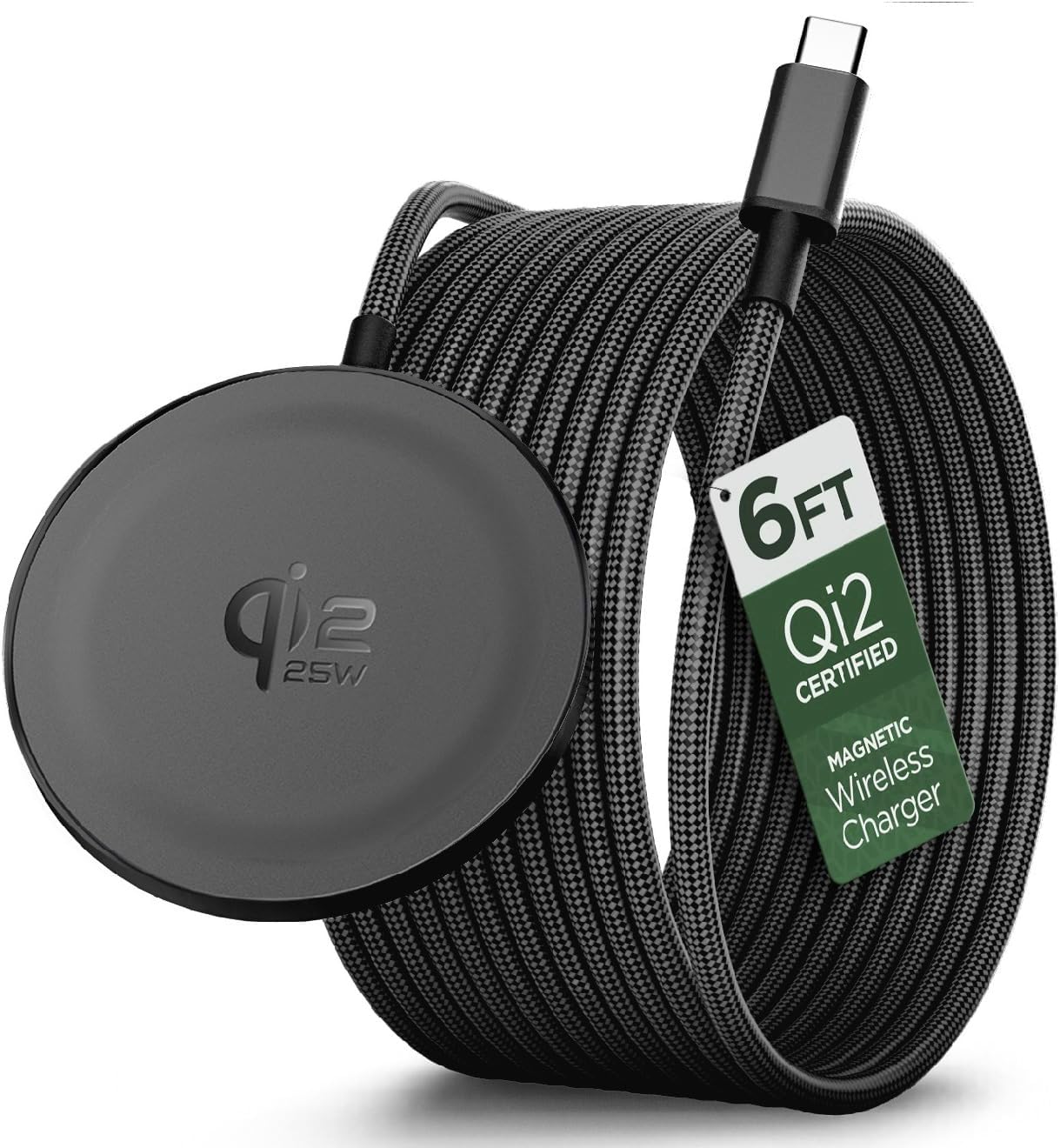 Galvanox Qi2.2 Certified 25W Magnetic Wireless Charger for Samsung (2-Pack), Fast Charging 2.0 for Galaxy S25, S26 Ultra, Android and iPhone Models, Compatible with MagSafe, Black (6Ft)