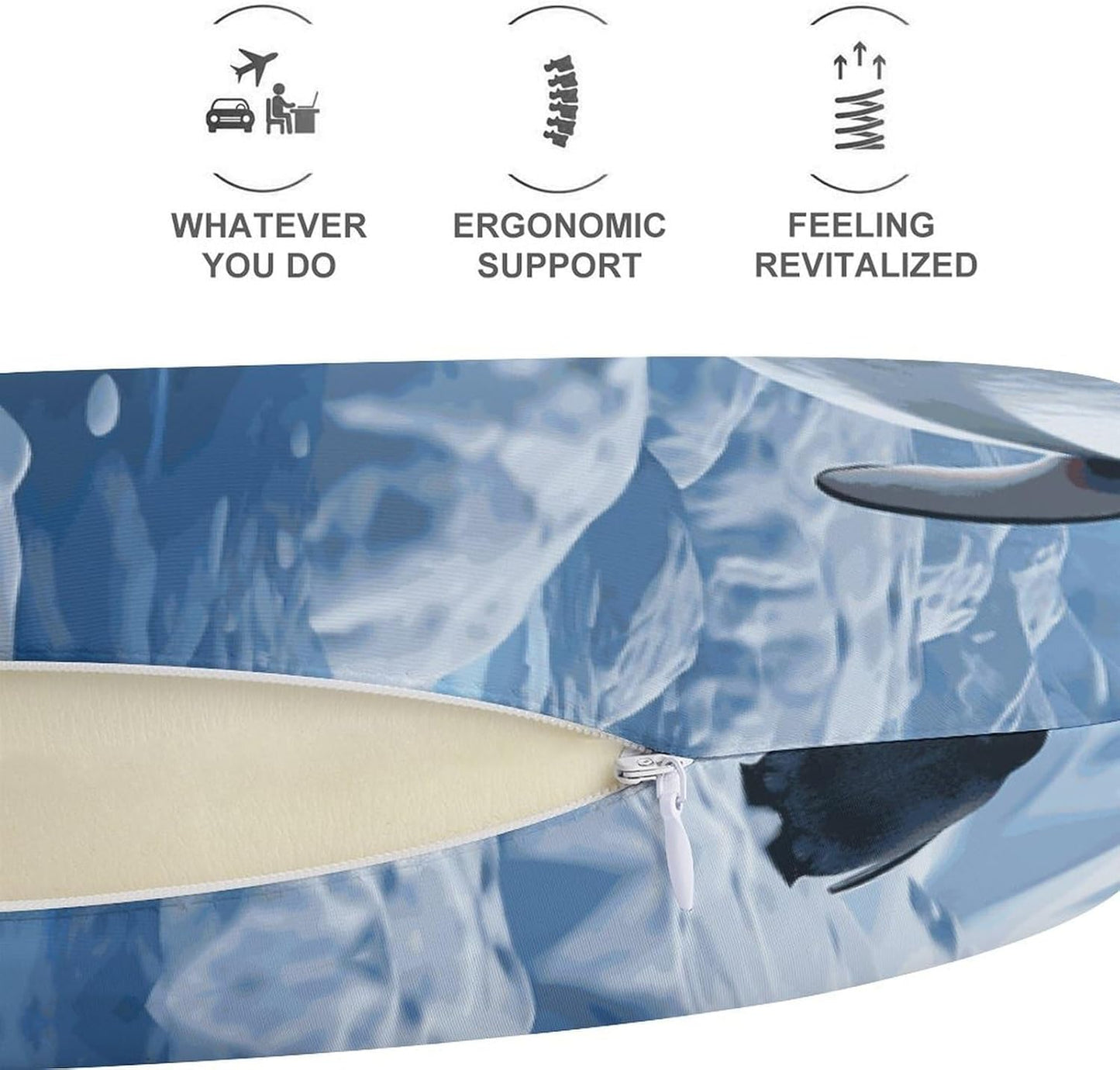 Penguin Antarctica Ice Neck Pillow Memory Foam U Shaped Pillows Portable Pillows for Shoulder Travel Head Support Pillow with Concealed Zipper for Airplane Car Home Office