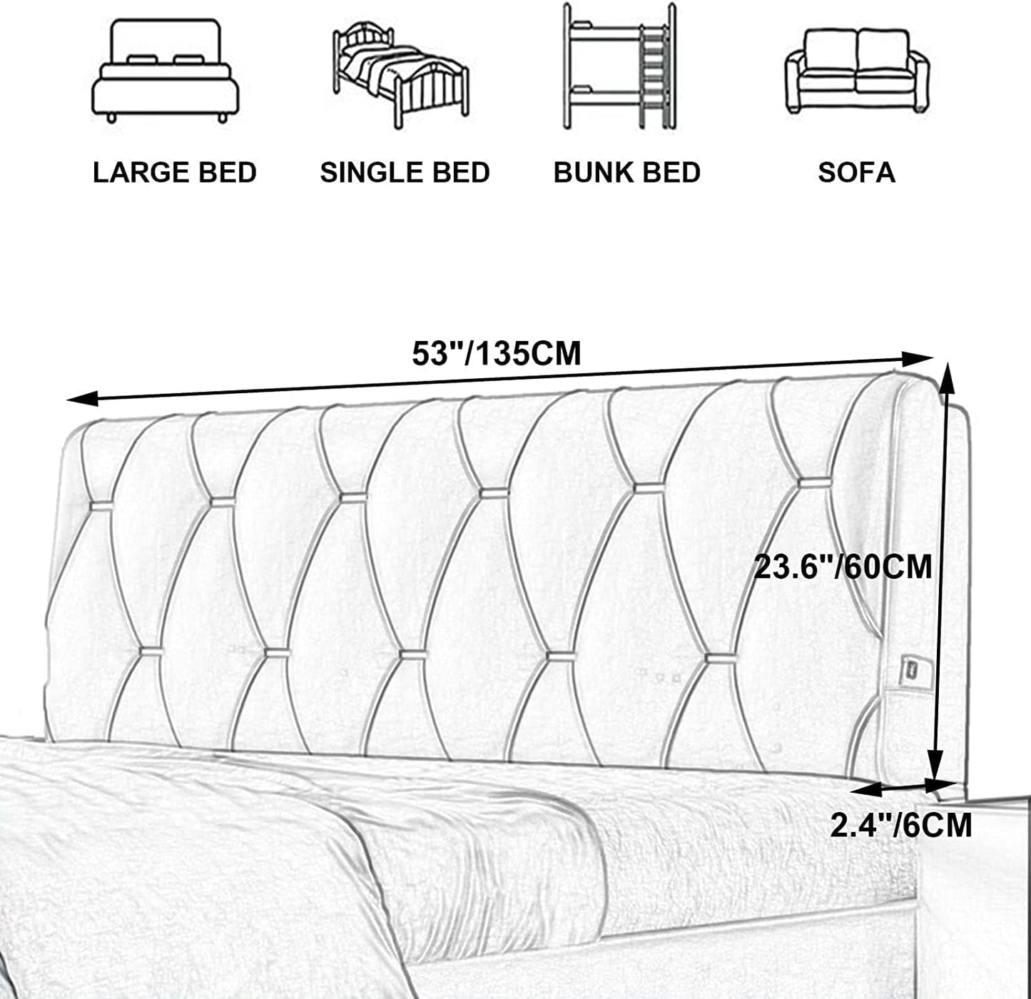 Solid Color Triangular Headboard Pillow, Triangle Cushion Reading Pillow,Bolster Positioning Support Wedge Pillow Removable(Size:No headboard 53"/135cm,Color:A)