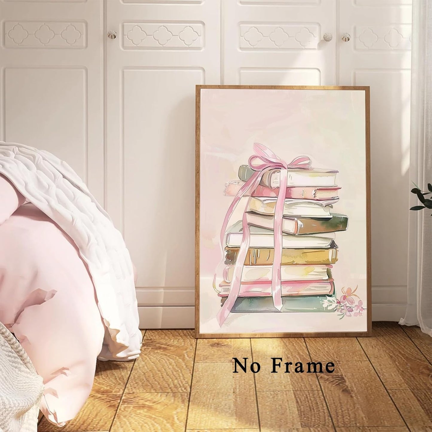 Books Canvas Wall Art Aesthetic Book Poster Abstract Book Wall Art Watercolor Aesthetic Paintings Pink Book Wall Art Reading Poster Inspirational Poster Modern Pink Flower Poster 16x24inch Frameless