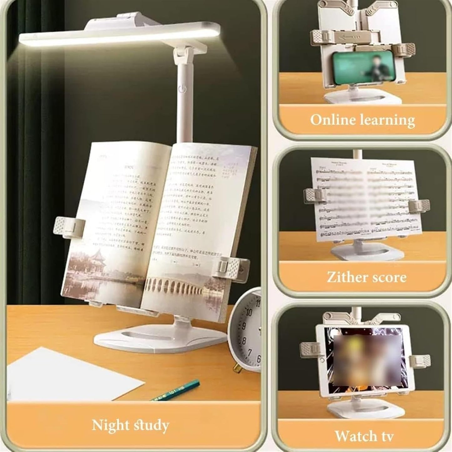 Book Stand Adjustable, Book Holder for Reading Hands Free Portable Textbook Stand with Page Clips Cookbook Holder for Document Music Book Laptop Tablet (Color : B) (A) (B)