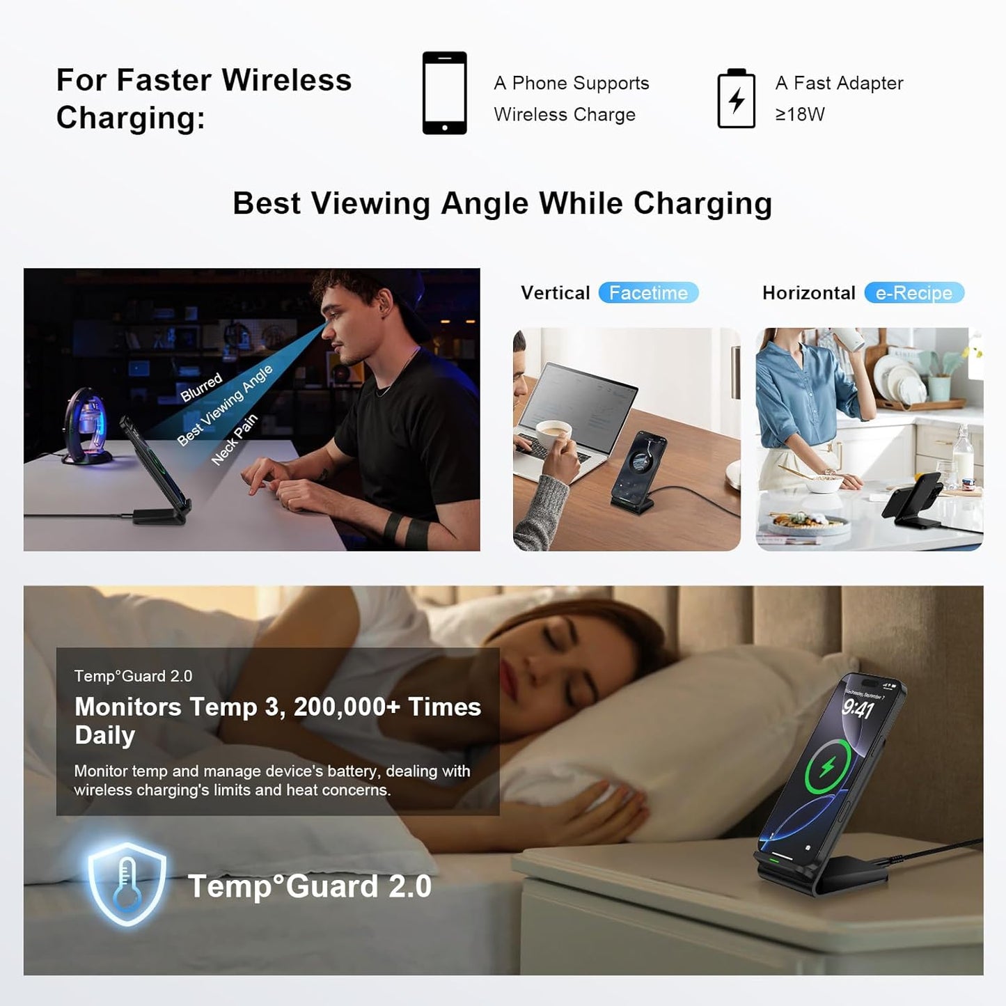 Samsung S25 Wireless Charger Stand Wireless Phone Charger for Android Samsung Galaxy S25 Ultra S25 Edge S25 Plus S25FE S24FE S23 S22 S21 S20 S26, Wireless Charging Station for iPhone 17 with Adapter