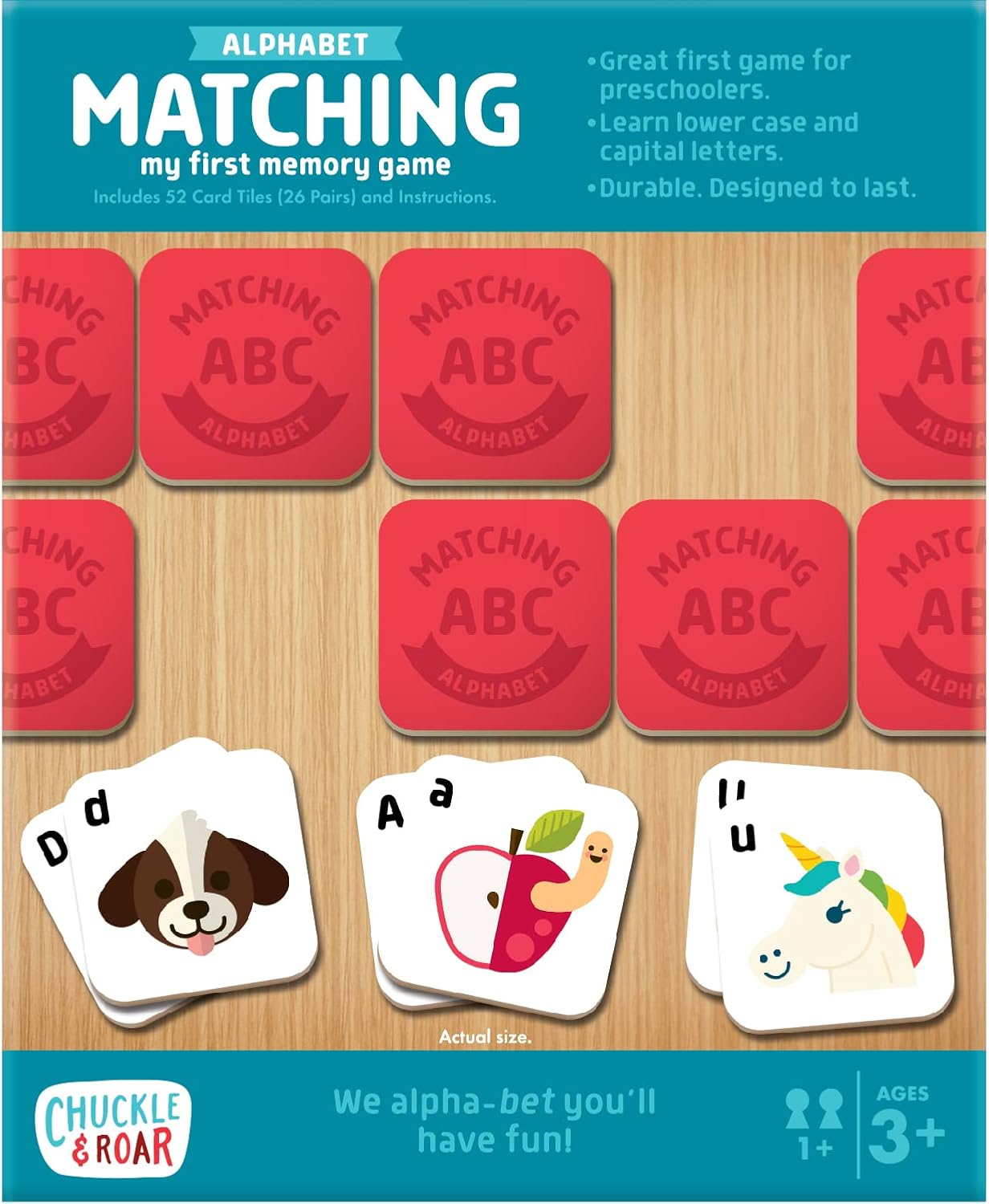 Chuckle & Roar Alphabet Matching Memory Game for Kids Ages 3+ – Preschool Letter Matching Board Game for Toddlers, Uppercase & Lowercase ABC Learning Game