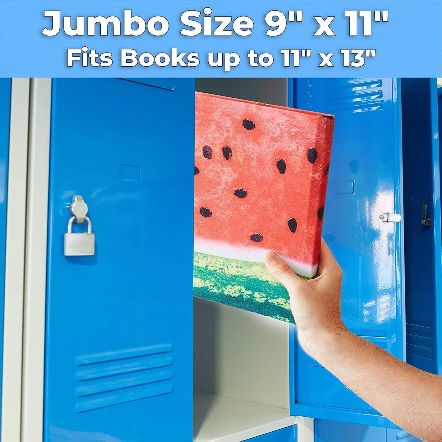 Easy Apply, Reusable Book Covers 4 Pk. Best Jumbo 9x11 Textbook Jackets for Back to School. Stretchable to Fit Most Large Hardcover Books. Perfect Fun, Washable Designs for Girls, Boys, Kids and Teens