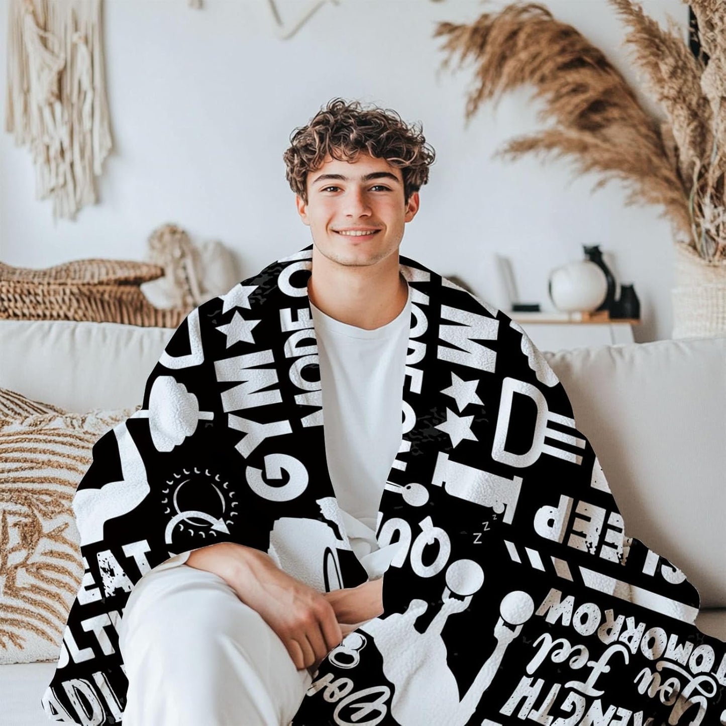 Gym Gifts Flannel Blanket, Cozy Gifts for Gym Lovers, Soft Workout Fitness Gifts Throws for Men, Warm Throw Blanket for Couch, Bed, or Office, Gifts for Christmas Thanksgiving 50x60