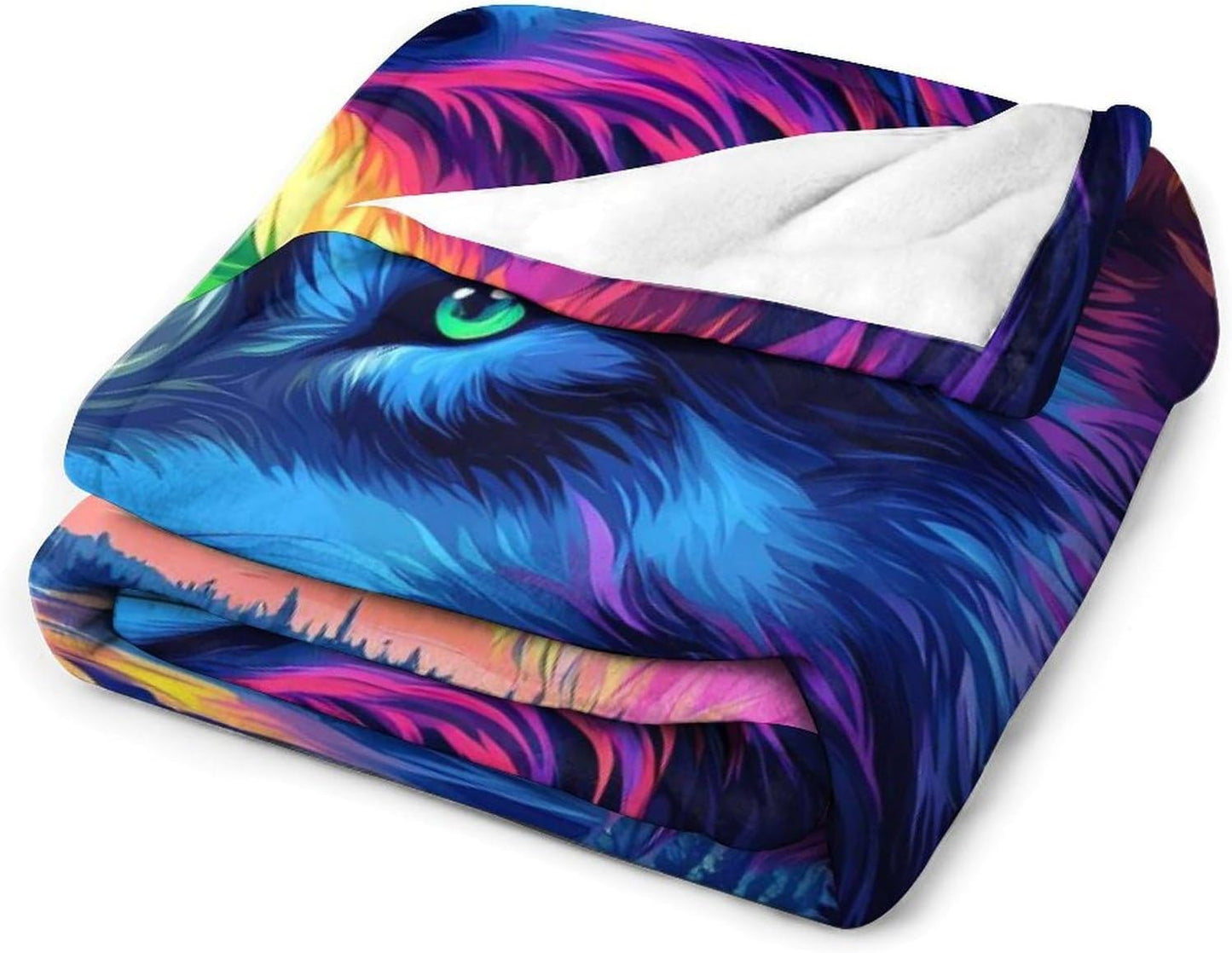 Wolf Throw Blanket for Couch Bed Plush Cozy Fuzzy Flannel Blanket for All Season 66"x90"