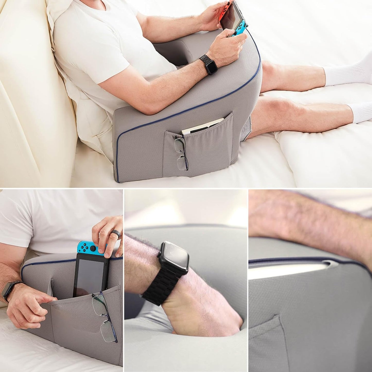Reading Pillow, Ergonomic Lap Desk, Book Pillow for Reading in Bed, Arm Rest for Couch, Lap Pillow, Reading Cushion, Gaming Pillow, Arm Pillows for Adults