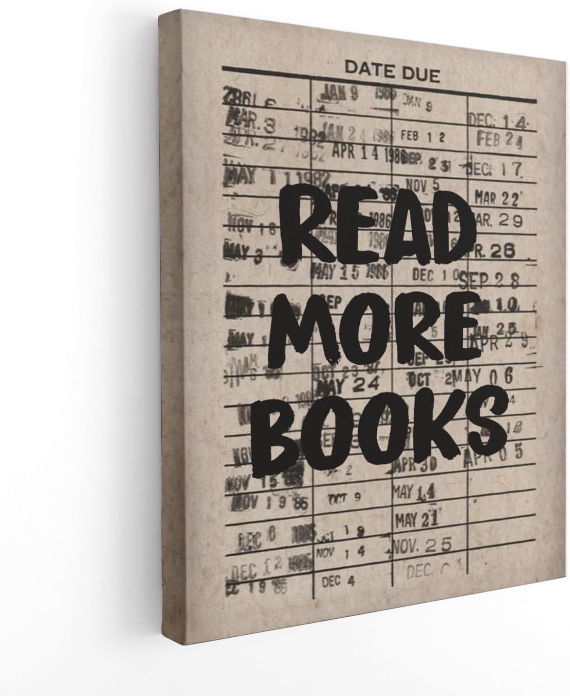APJYM Trendy Retro Read More Books Wall Art, Library Reading Nook Corner Decor, Vintage Library Date Due Canvas Wall Art for Classroom Girls Room Dorm Reading Room, 11x14 Inches Framed