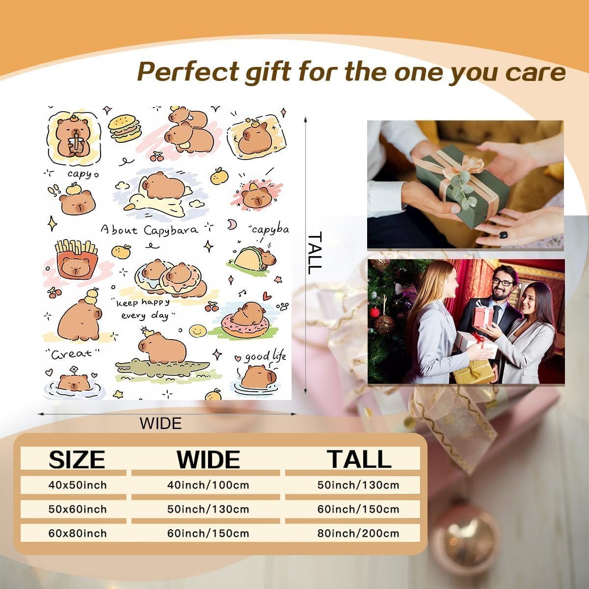 Capybara Gifts Blanket, Soft Cozy Flannel Throw for Kids Boys Girls, Cute Animal Plush Gift for Capybara Lovers, Kawaii Stuff Decor for Room Couch Sofa(40x50in)