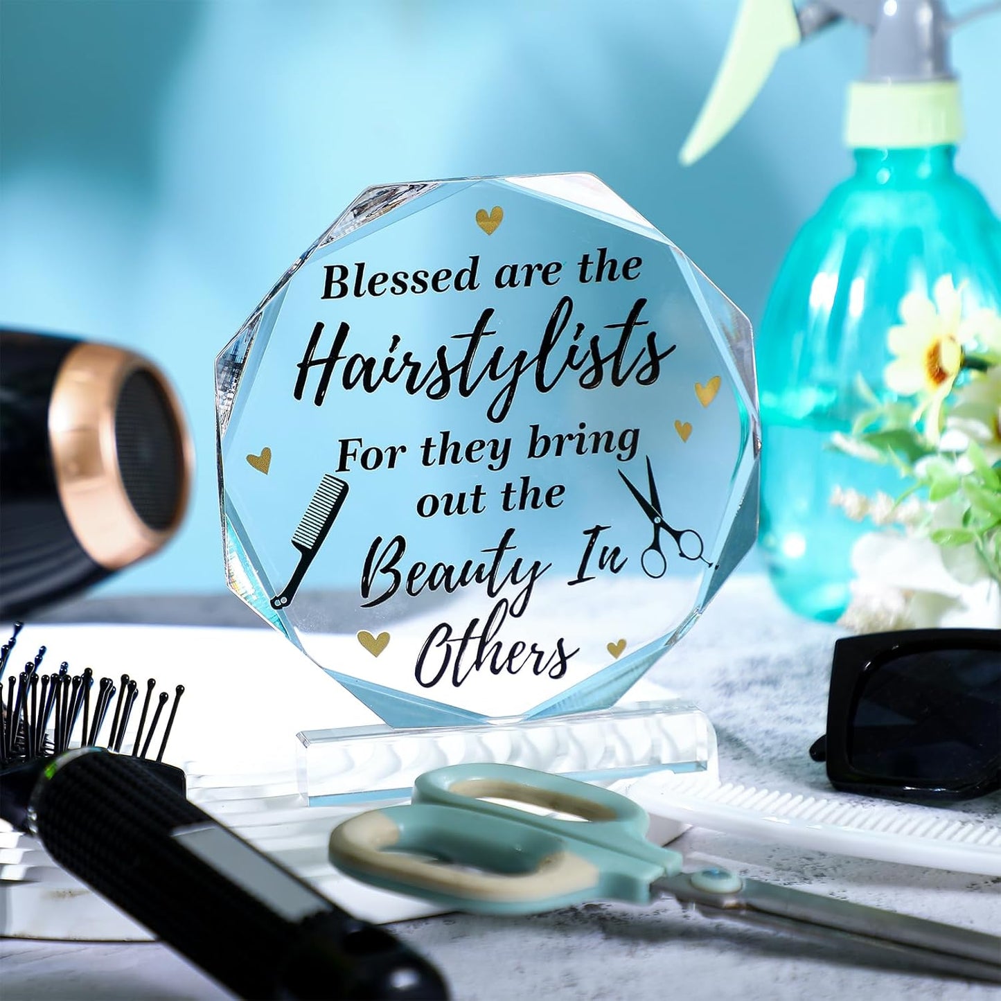 Hairdresser Gifts Acrylic Desk Decor Barbershop Hair Salon Decor for Hair Stylist Cosmetology Women Men Birthday Valentines Plaque for Friend Hairdresser Barber