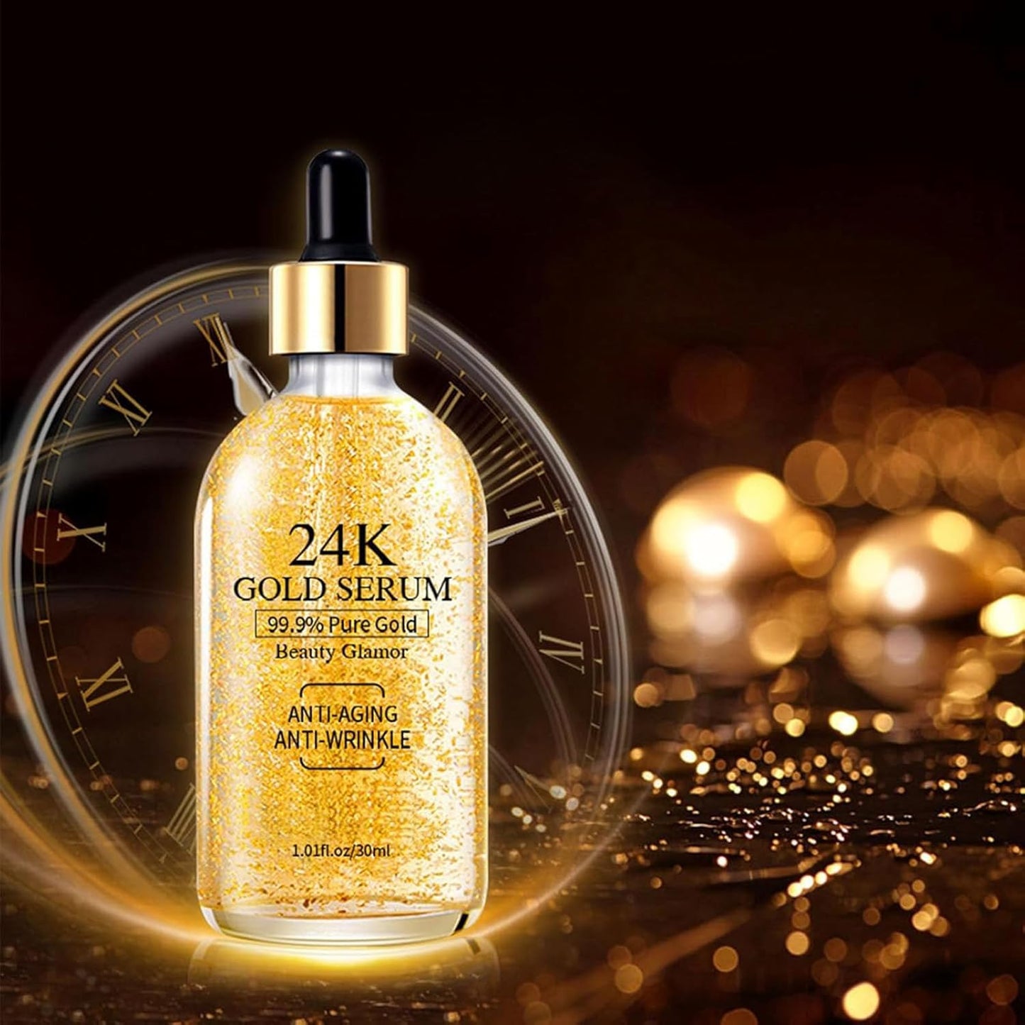 24K Gold Serum for Face, 2Pack Skin Tone Even Anti Aging Moisturizer with Vitamin,Glow Collagen Booster Serum Hyaluronic Acid for Dark Spots & Fine Lines, 2.02fl oz