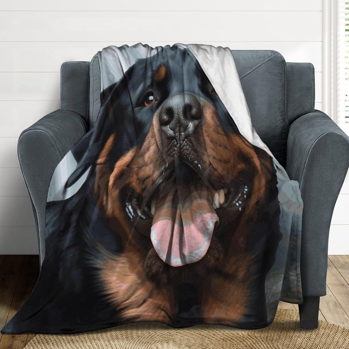 Rottweiler Dogs Tongue Head Blanket Super Soft Lightweight Throw Blanket Cute Cozy Warm Bed Blanket Decorative Fuzzy Blanket All-Season Home Decor Gift for Sofa Couch Living Room 50"*60"（130 * 150cm）