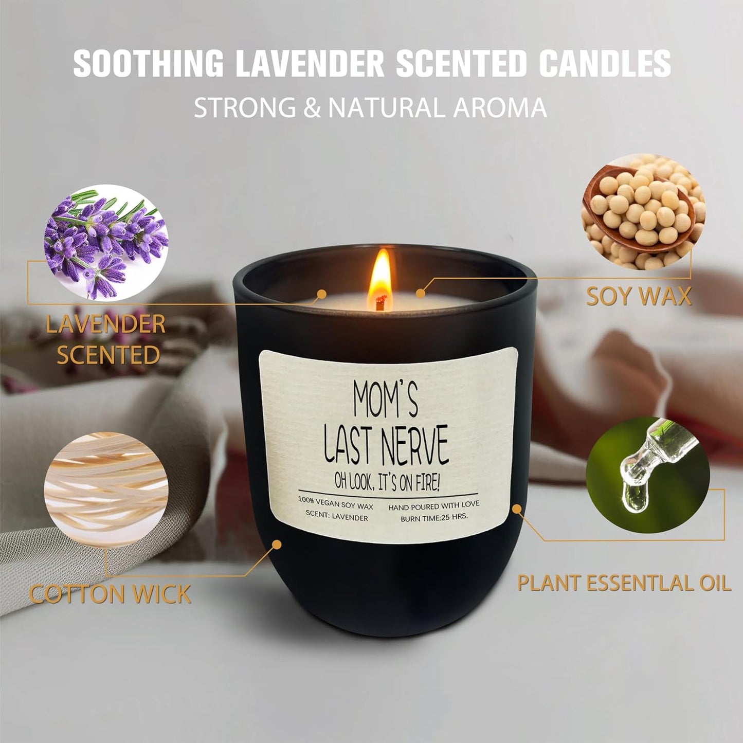 Mom's Last Nerve Candle Scented Soy Candles Set - Funny Mothers Day & Birthday Gifts