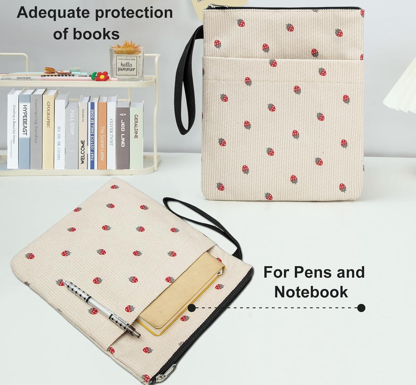 Book Sleeve, Book Covers for Paperbacks with Zipper, Book Lover Gifts