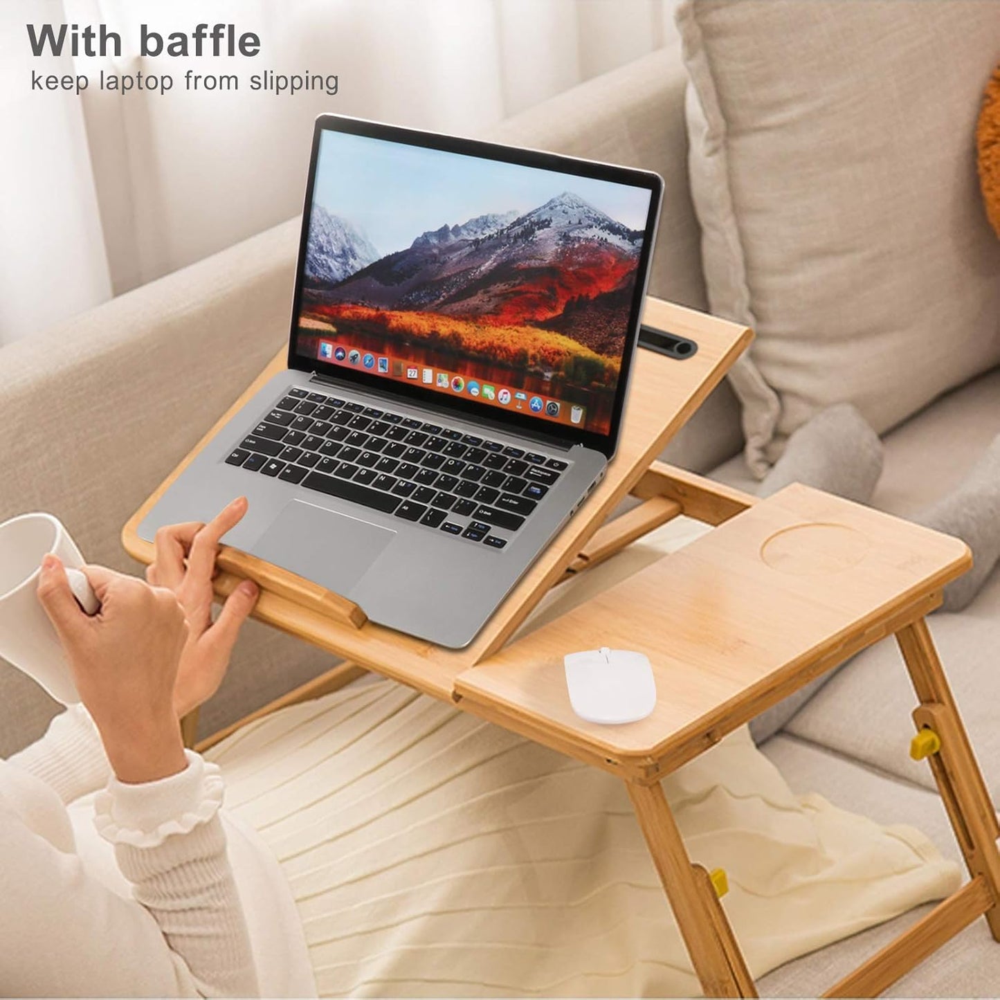 Lap Desk Bamboo Bed Tray Table Fits up to 17.7 Inch Foldable Laptop Desk for Breakfast Homework Study Reading Eating Food Tray Table