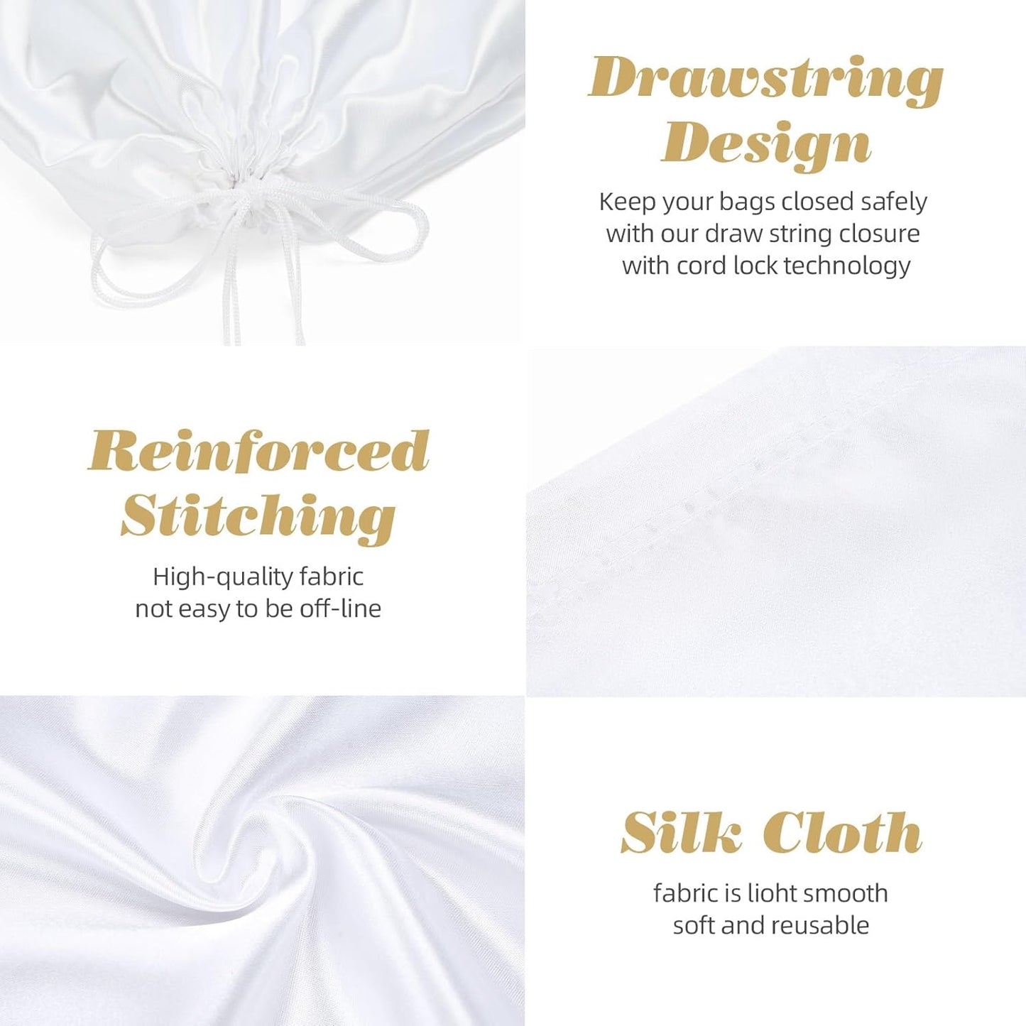 3 Pack Dust Bags for Purses and Handbags，Silk Purse Dust Bags for Storage， With Drawstring Large Dust Bags for Handbag， Dust Covers for Purse Shoes Boots