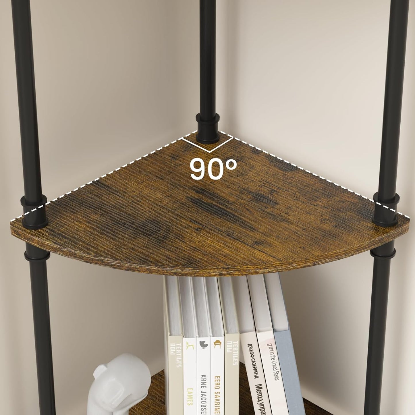 Aduanbang Fun Memories 3-Tier Corner Shelf Stand, Grey Storage Bookshelf for Bathroom, Living Room, Kitchen, Home Office (Brown(3 Tier))