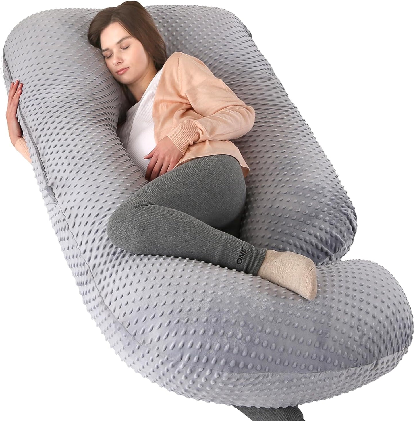 Elover Pregnancy Pillows,U Shaped Full Body Maternity Pillow with Removable Cover,Support for Pregnant Women,57 Inch Pregnancy Pillows for Sleeping,Black Grey Velvet Cover