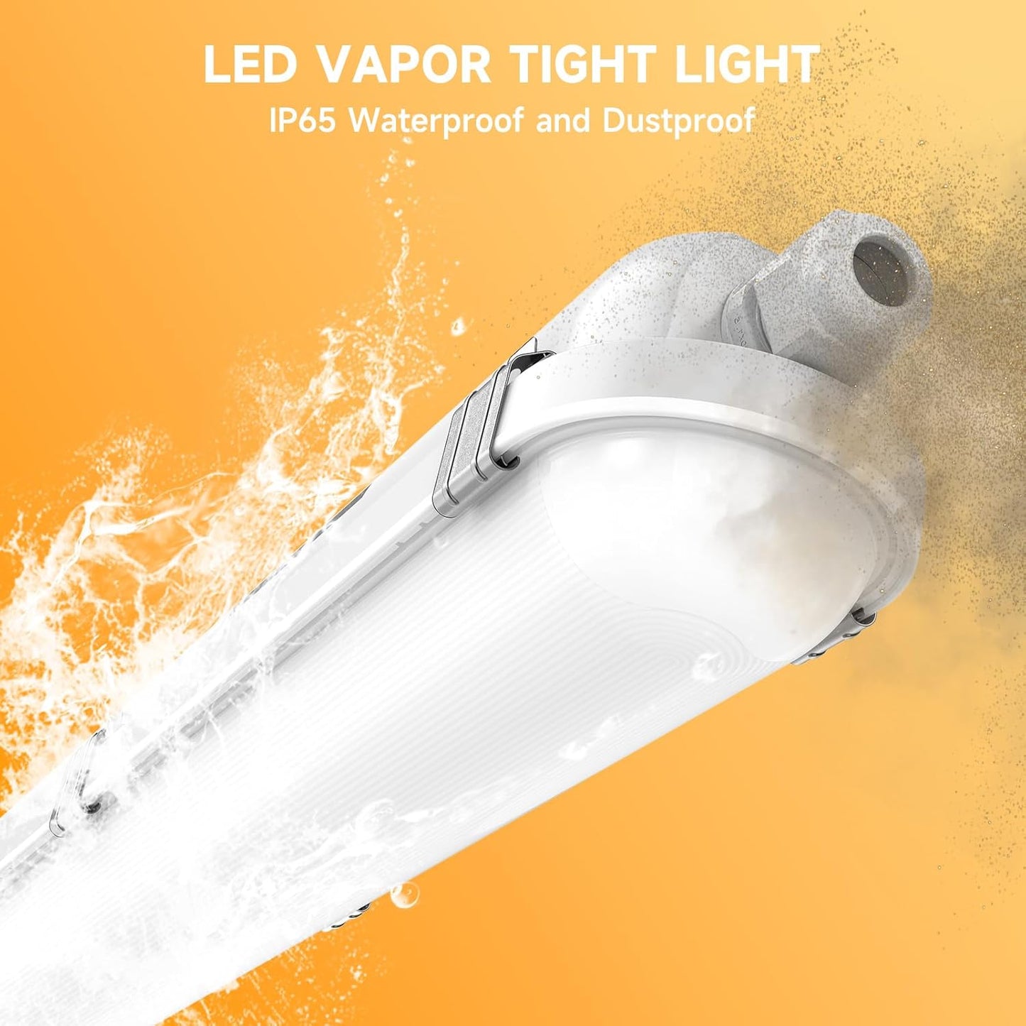 4FT LED Vapor Tight, 60W 7800LM 5000K Vapor Proof LED Light Fixture, 0-10V Dimmable, 100-277V for Warehouse, Car Wash, Walk-in Freezer, Parking Garage, ETL Listed