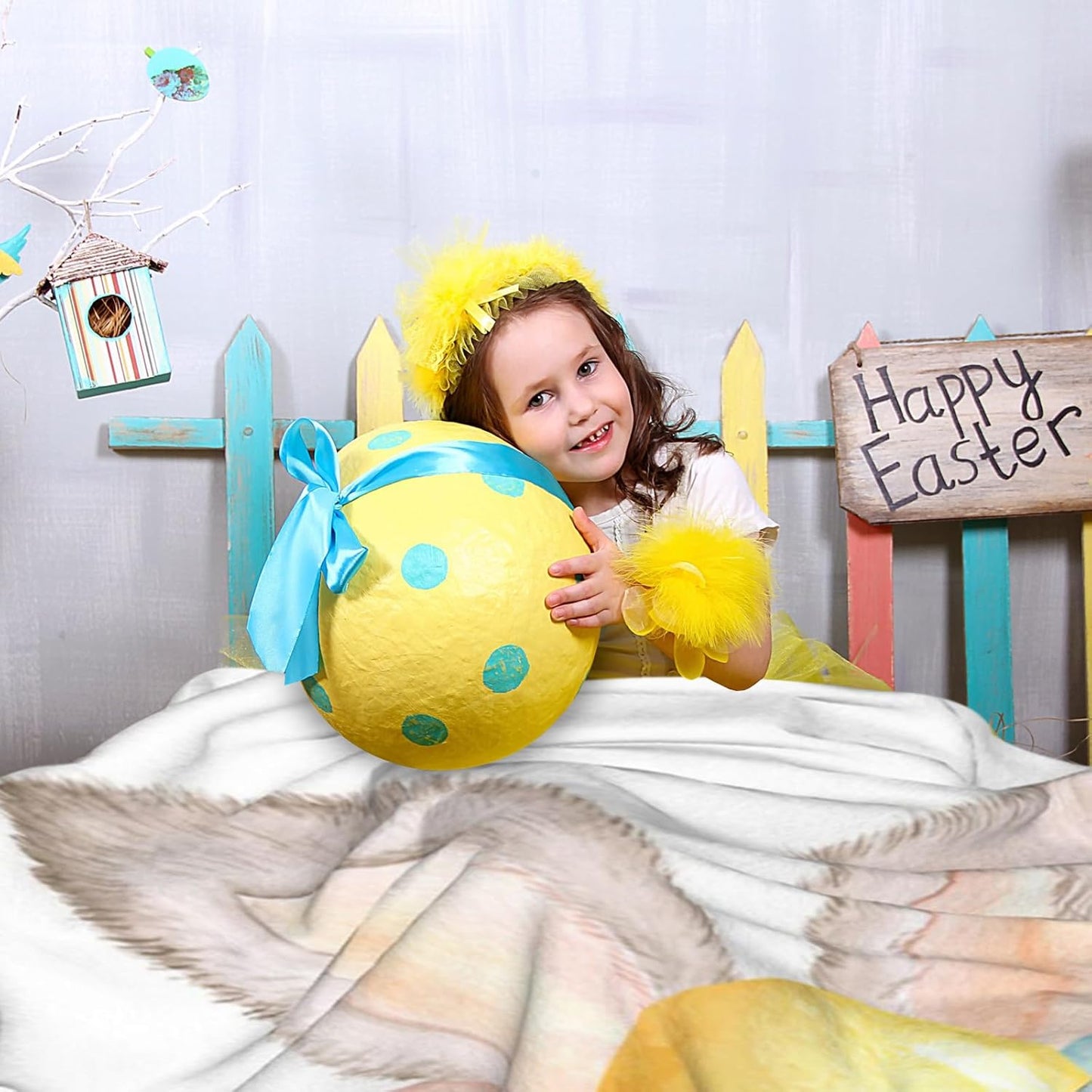 Happy Easter Rabbit Fleece Throw Blanket for Women, Super Soft Blankets and Warm Throws, Cozy, Lightweight Cute 50" x 60" Anti-Pilling Flannel Blanket for Couch, Sofa and Bed