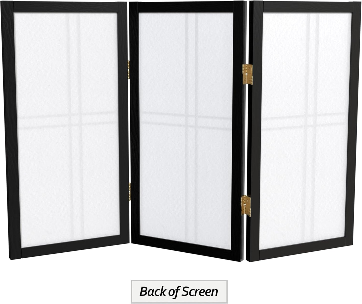 2 ft. Short Desktop Double Cross Shoji Screen - Black - 3 Panels