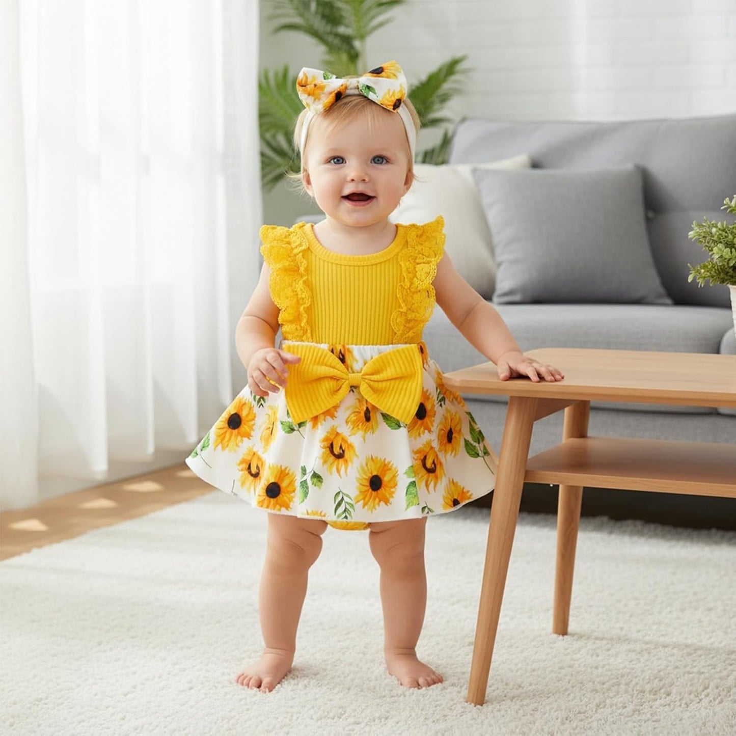 Baby Girl Clothes Newborn Romper Dress Infant Lace Ruffle Sleeveless Summer Outfits with Headband 0-12 Months