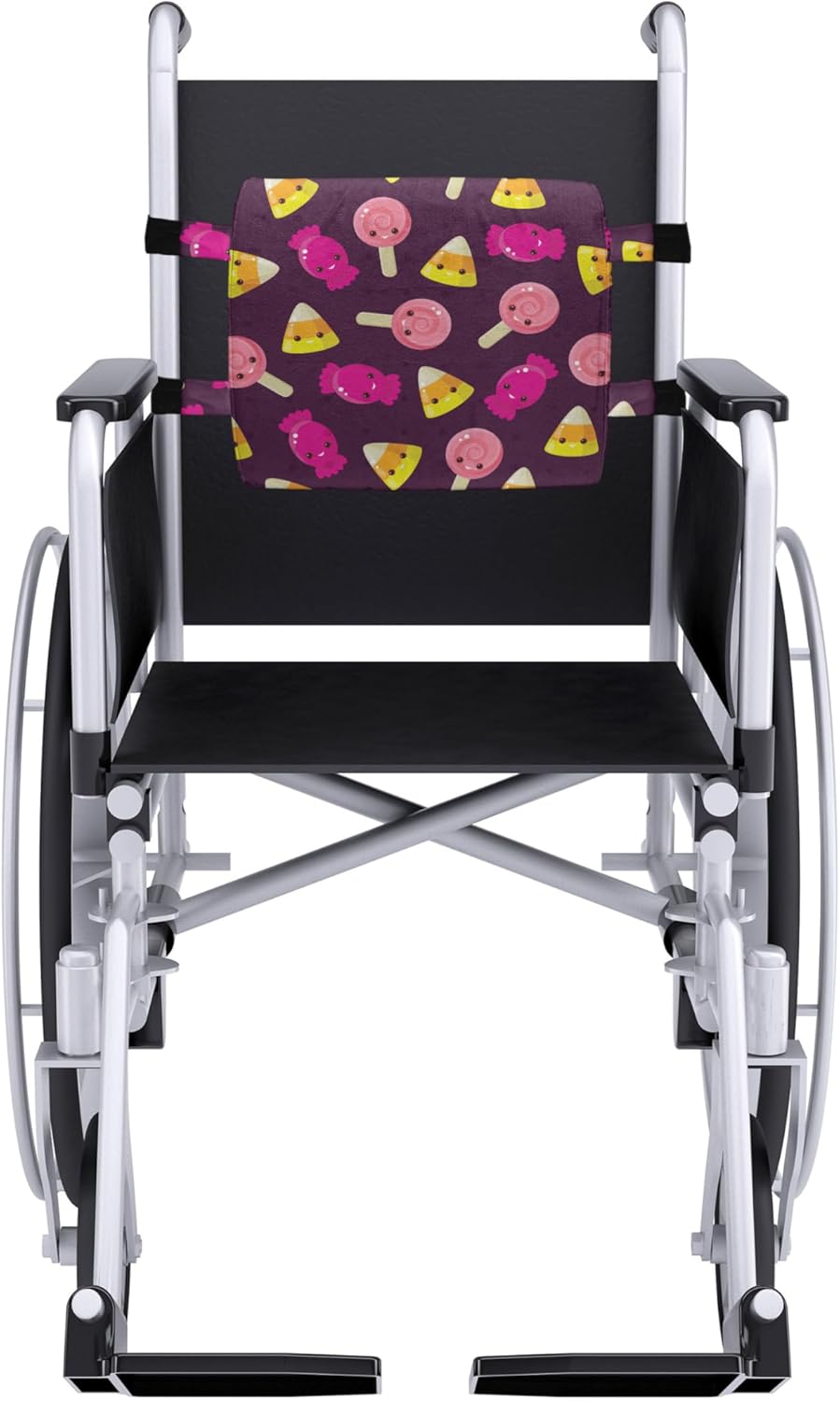 Lunarable Candy Corn Lumbar Back Support Pillow, Pattern of Kawaii Style Funny Sweets with Eyes Lollipop Print, High Density Foam for Office Chairs Car Seats, 14" x 13", Dark Mauve and Multicolor