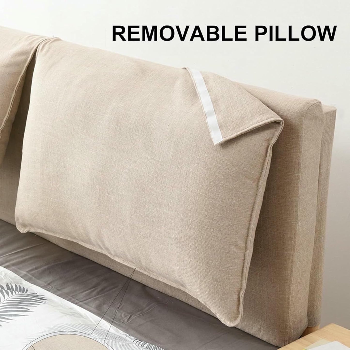 Red,Paste/75x23x3In,Solid Color Bed Backboard Wall Pillow Cotton Linen Upholstered Headboard Cushion Large Headboard Backrest Bed Support Bolster Removable Pillow Slipcover