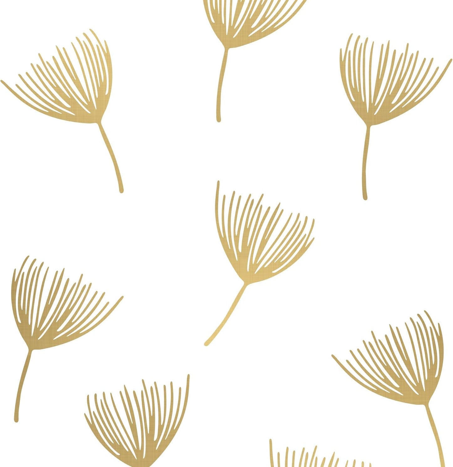 A Room with Metallic Gold Vinyl Flowers Wall Decals, Peel and Stick Modern Floral Dandelion Pappus Stickers for Bedroom Livingroom Home Wall Art Decor