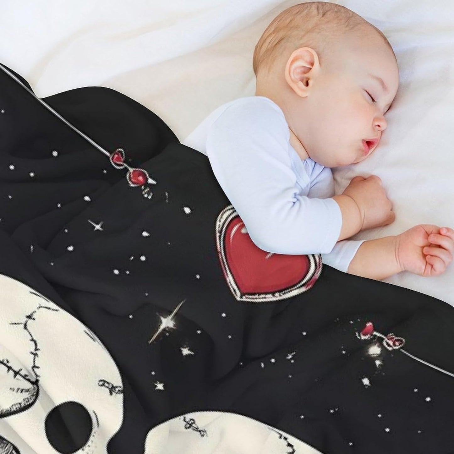 Skull Flower Throw Blanket for Couch Bed Plush Cozy Fuzzy Flannel Blanket for All Season 40"x60"