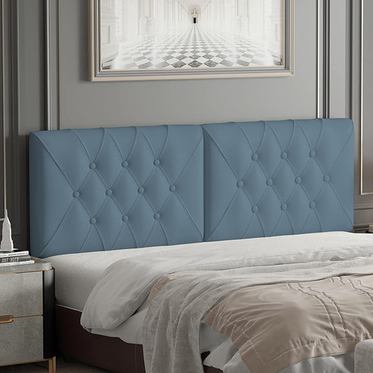Headboard Bedside Cushion Durable PU Reading Backrest Self-Adhesive Lumbar Support Pillow for Bedside Sofa 4 Colors Custom Size (Color : Dark Blue Size : 150CMX60CMX10CM) (Dark Blue 90CMX60CMX6CM)