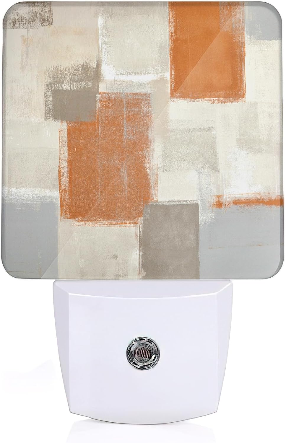Orange and Grey Night Light, Dusk to Dawn Sensor Abstract Art Painting Night Lights for Bedroom Bathroom Kitchen Hallway Stairs Hallway, Plug into Wall Nightlights