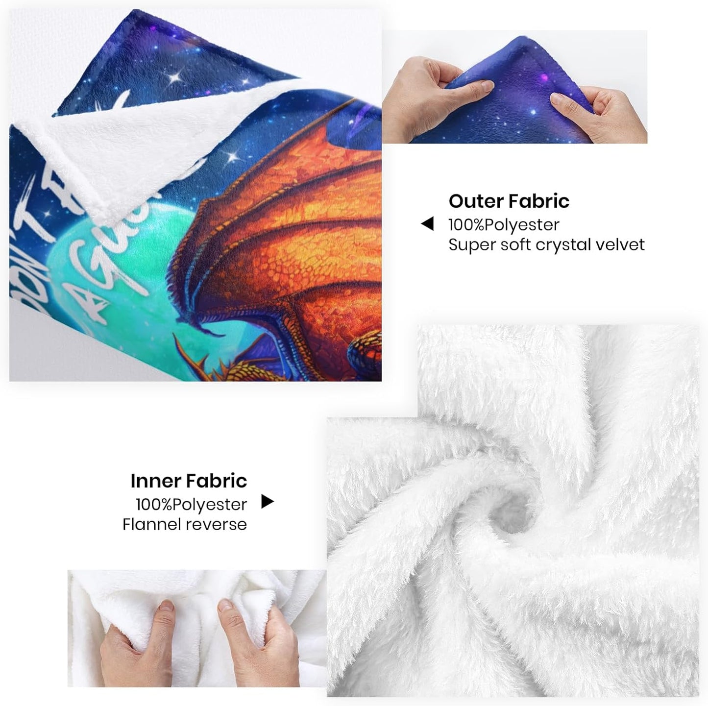 Moonlit Dragon Throw Blanket for Fantasy Lovers - 50x60 Inch Soft & Humorous Fleece with I Don't Five A Guck Design, Cozy Blanket for Couch, Gaming Chairs, Reading Nooks, and Bed Relaxation