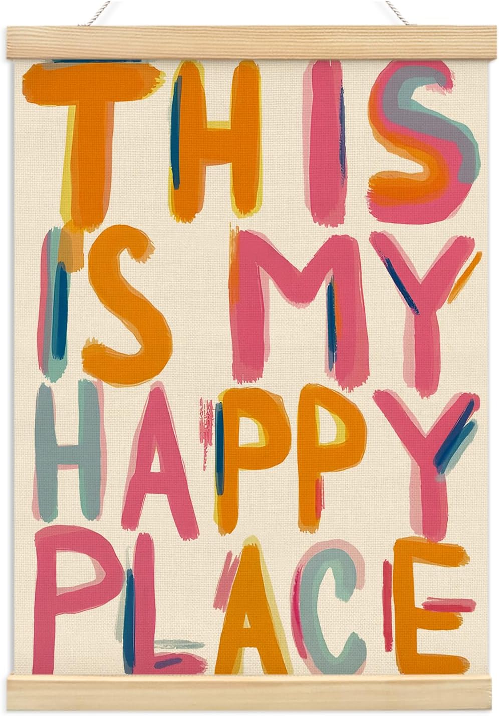 KDHTY Aesthetic Dorm Decor Wall Art Our Happy Place Sign for Nursery Toddler Girls Room Decor,Pink and Orange Wall Art Decor Cute Room Aesthetic Boho Dorm Decor for College Teen Girl,12x16inch