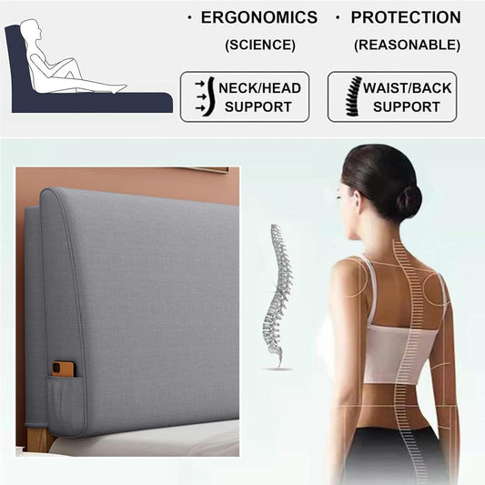AMNOOL Bed Backrest Headboard Cushion Large Wall Pillow Lumbar Support Pillow Daybed Bench Bolster Removable Cover Support for Watching TV, Gaming