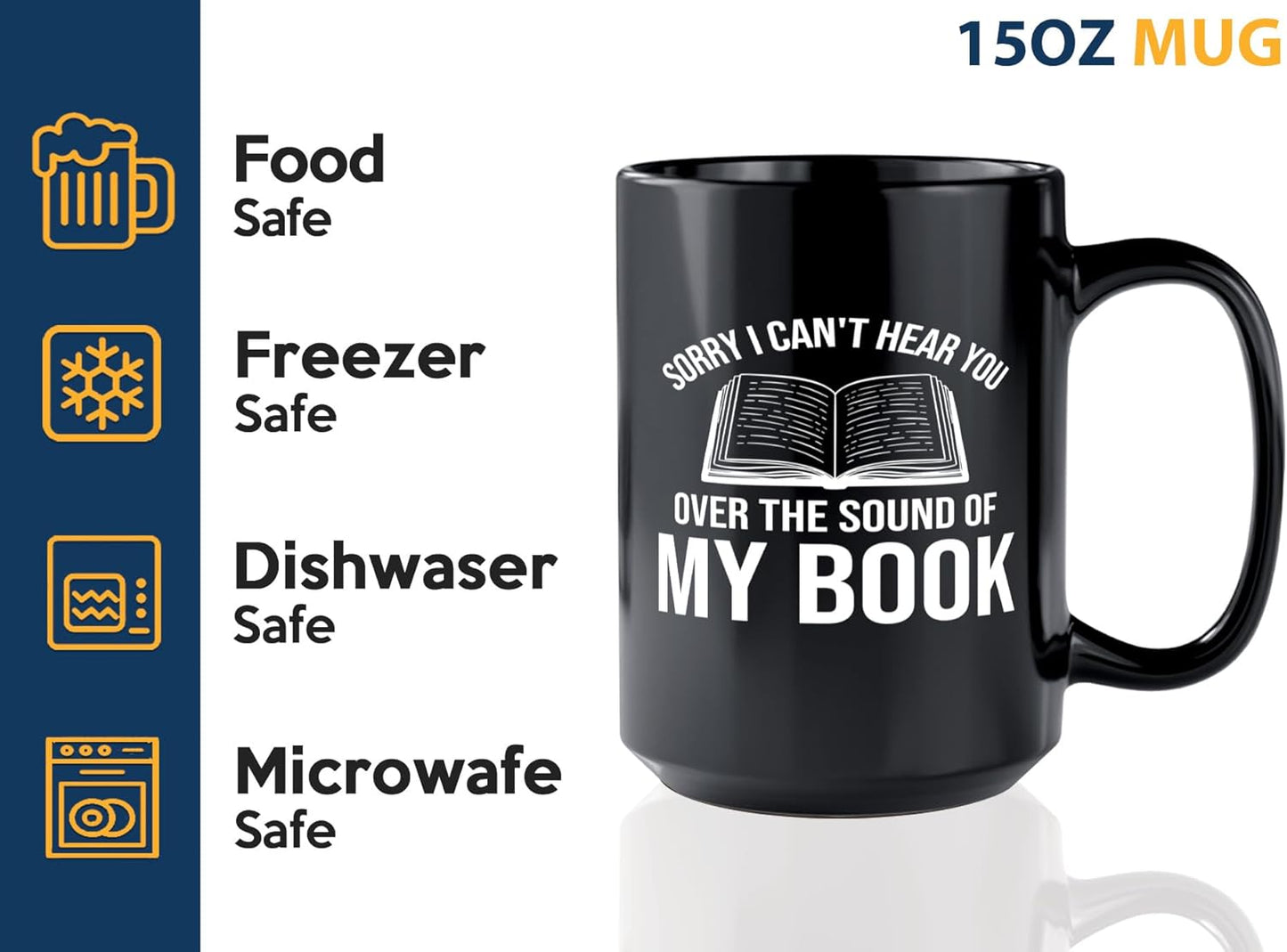 Book Lover Coffee Mug 15oz Black -Sorry I cant - Bookworm Literature Library Book Lover Reader Booked Editor Intellectual Studious