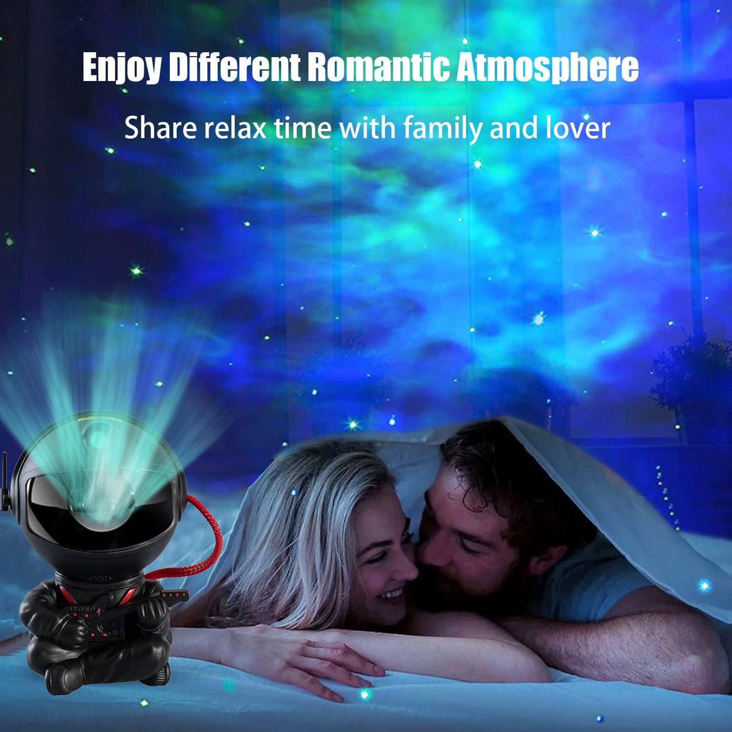 Astronaut Star Projector, Galaxy Projector Light, Kids Night Light with Guitar, Nebula Star Ceiling Night Light,Gifts for Birthdays, Valentine's Day, Christmas，with Remote，Black