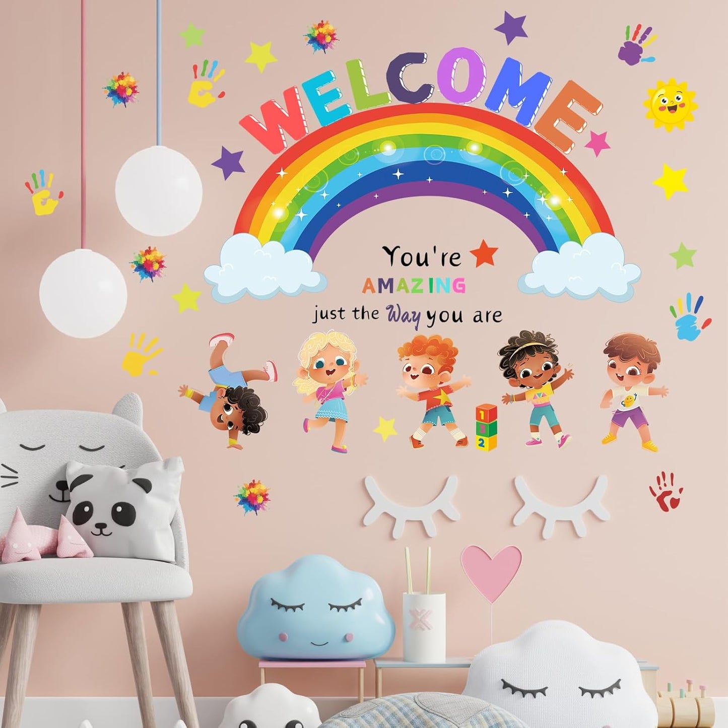 You are Amazing Inspirational Quotes Classroom Wall Stickers - Reading Corner Rainbow Wall Decals Peel and Stick Wall Art Stickers for Reading Room Classroom Nursery Kids Room Decor
