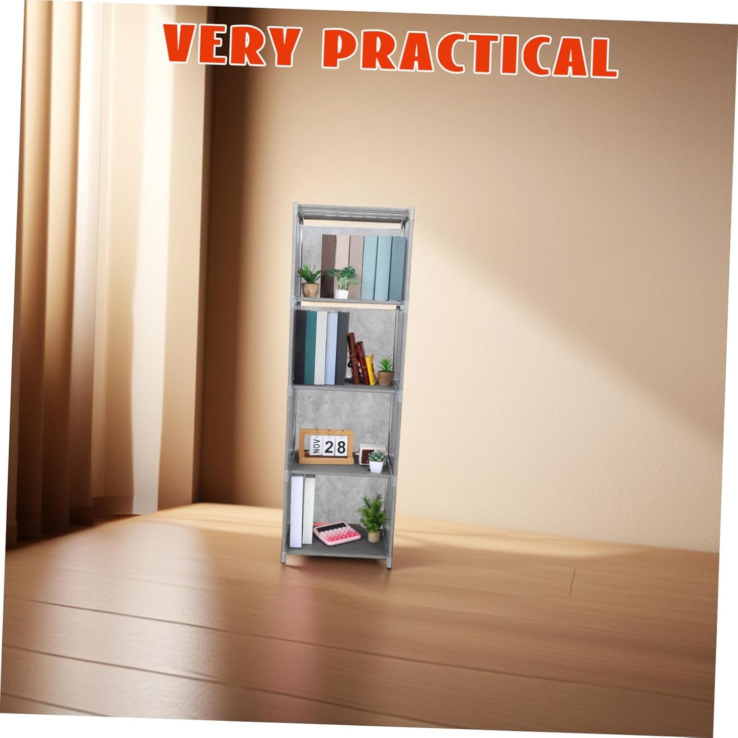 PRETYZOOM Narrow Bookshelf Organizer Multi-Tiered Storage Cabinet for Living Room Bedroom Home Office Sturdy and Easy Assembly Bookcase Finish Layers and Compartments