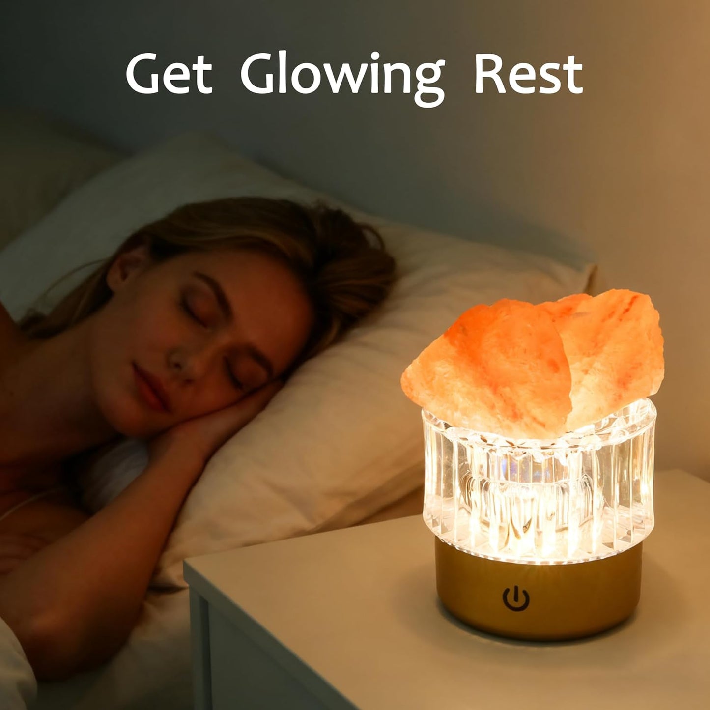 MYDAYS&DESIGN Salt Lamp Natural Pink Crystal Himalayan Salt Rocks, LED Light Dimmer with 3 Levels Cordless, Crystal Lamp Night Light Rechargeable for Room Home Decor Relaxation Ambiance