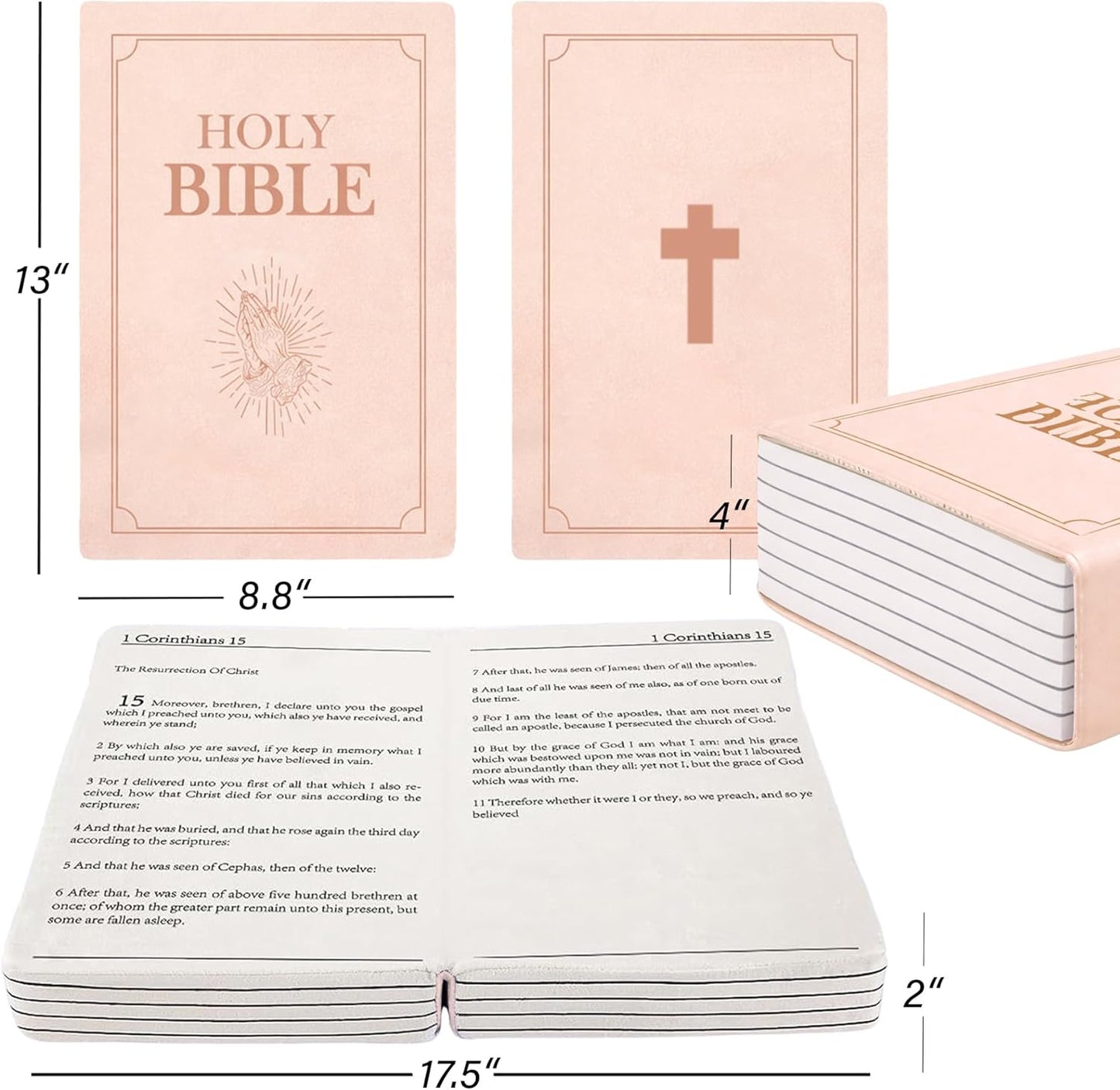 Bible Pillow，The Holy Bible Pillow Plush - Book Shape，That Opens Christian Holy Bible Stuff Religious Party Favors Gifts，for Kids Adults Christian Gifts (Off-White)