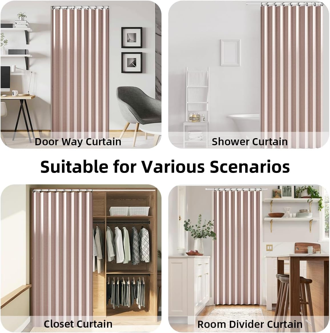 Treatmentex Folding Pink Blackout Pleated Curtains with Hooks, Accordion Style Closet Door Curtains, Wall Drapes, Room Divider, 42" W x 78" L 1 Panel